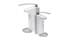 Armhebel-Wandspender, Kunststoff, mit Auffangschale, 1000ml, grau/weiß