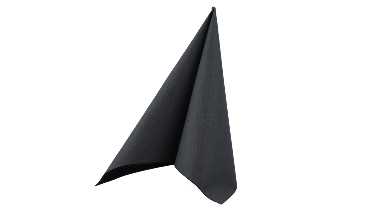 Airlaid-Serviette, 40x40cm, 1/4 Falz, schwarz
