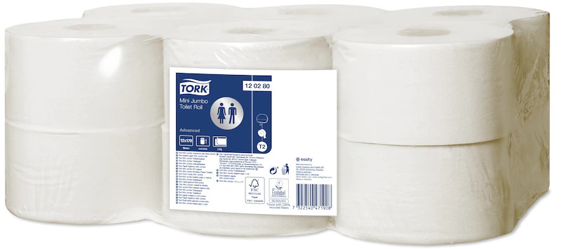 Tork-Universal, Toilettenpapier, weiß Mini Jumbo,2-lagig, 170m/Rol., 12Rol./VE