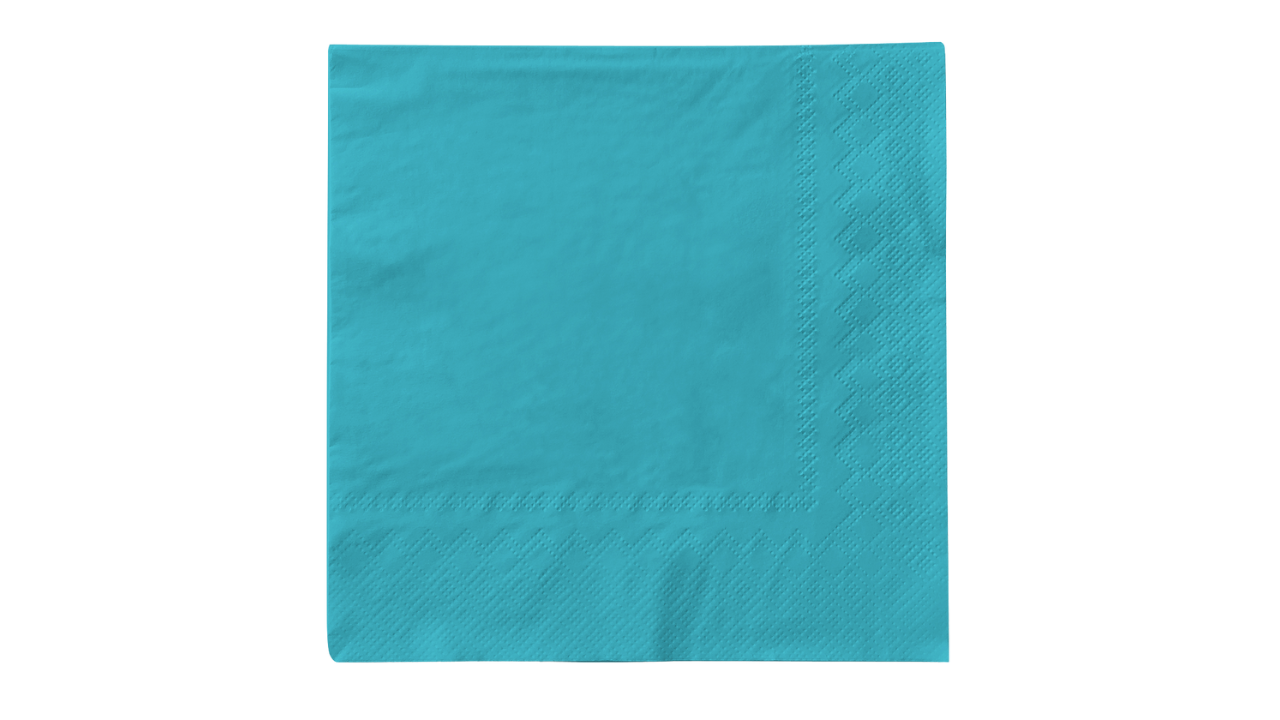 Mank-Zelltuch-Serviette, 33x33cm,3-lagig 1/4 Falz, aquablau