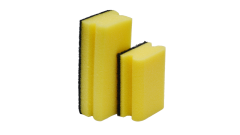 Topfschwamm, klein, 10x7x4,5cm, mit Griffleiste, gelb/schwarz (10er)