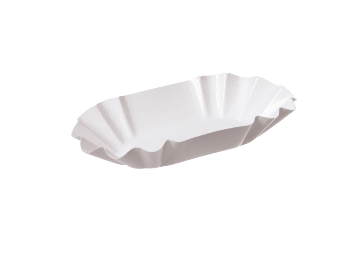 Pappschale, oval, 9x16x3cm weiß