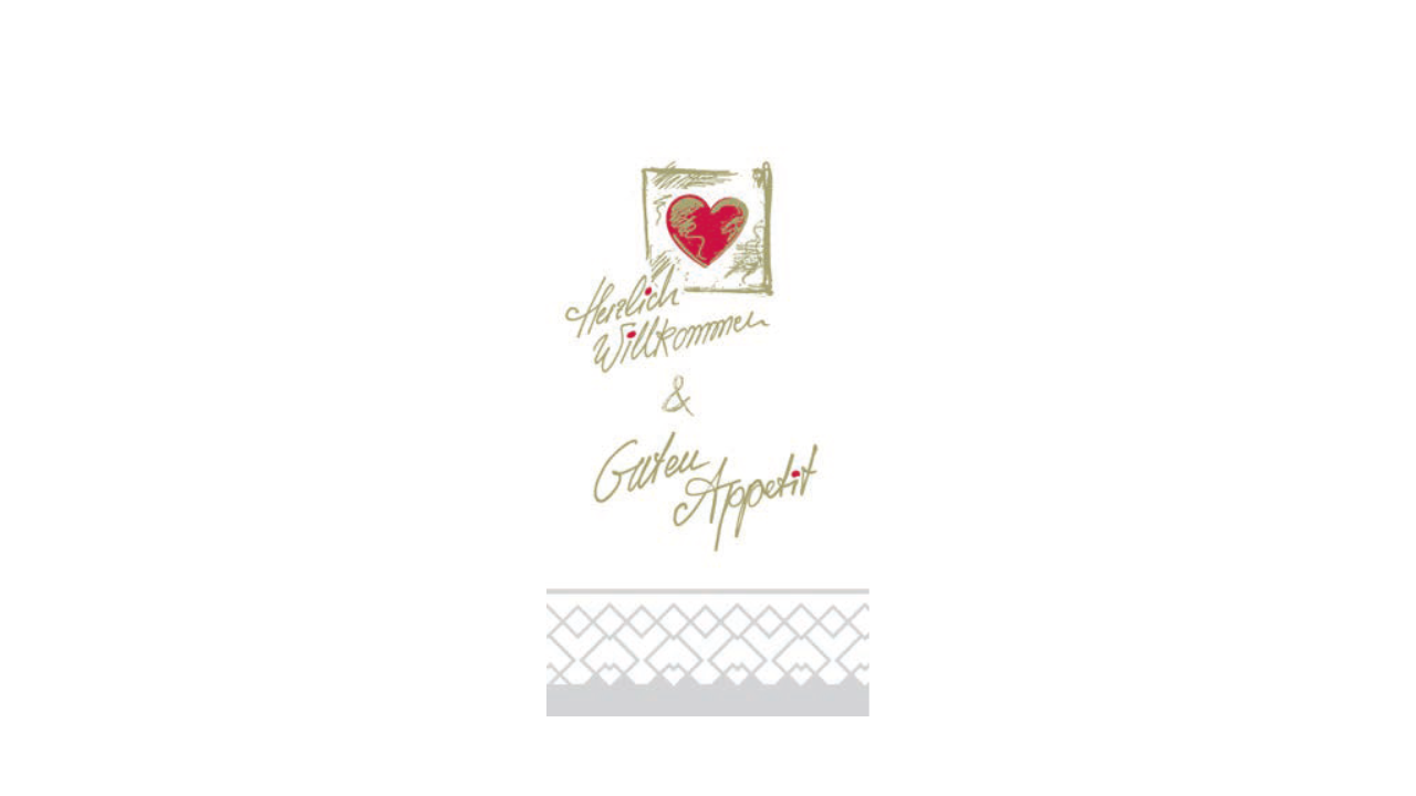 Zelltuch-Serviette, 33x33cm, 2-lagig,1/8 'Herzlich Willkommen &amp; Guten Appetit'