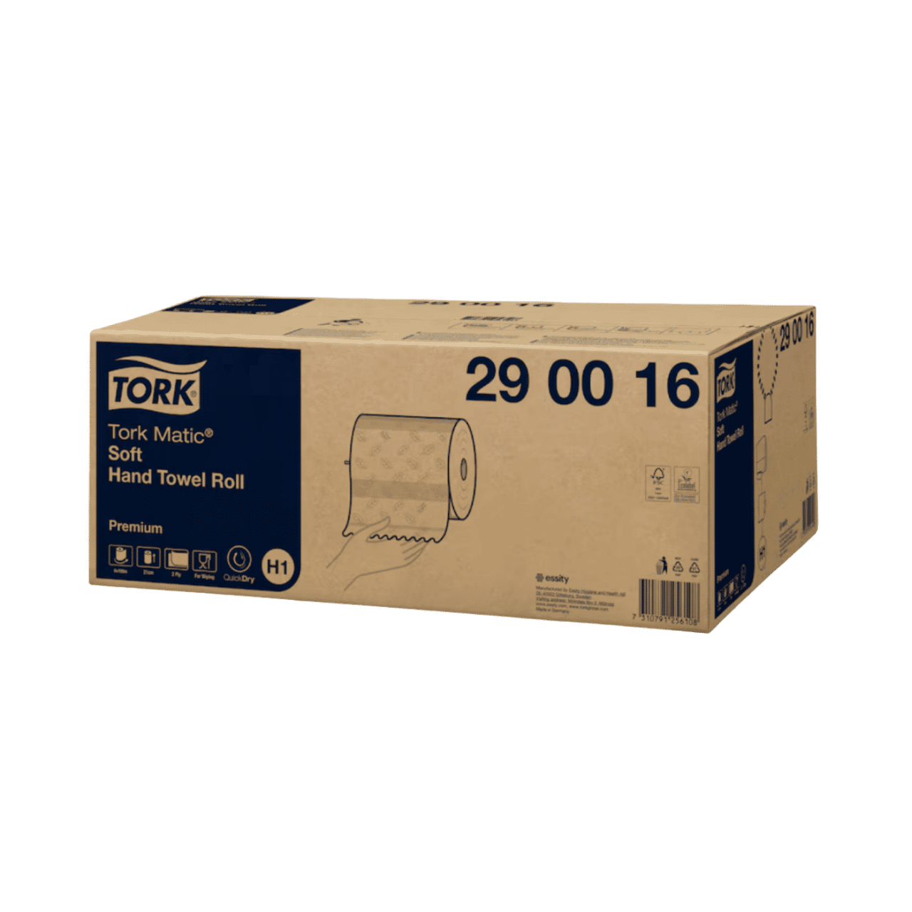 Tork Matic Premium, Rollenhandtuch, H1 hwei&szlig;, 2-lagig, QuickDry&trade;, 21cmx100m