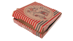 Pizzakarton, 26x26x4cm 'NYC', braun -Motiv Pizzabäcker-