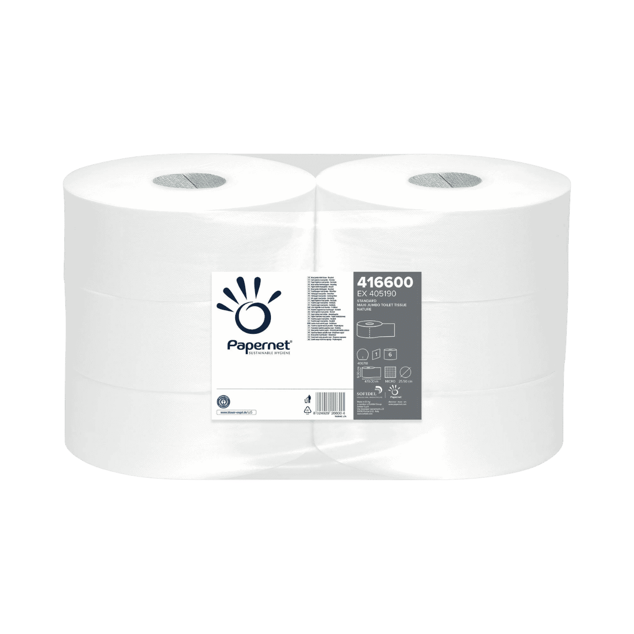 Papernet Basic, Toilettenpapier Jumbo Rollen, natur, 1-lagig, 470m/Rolle