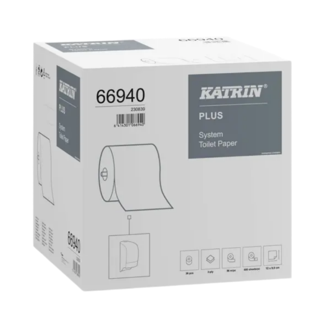 Katrin Plus, System Toilettenpapier hochwei&szlig; 2-lg, 800 Blatt/Rolle, 36 Ro.