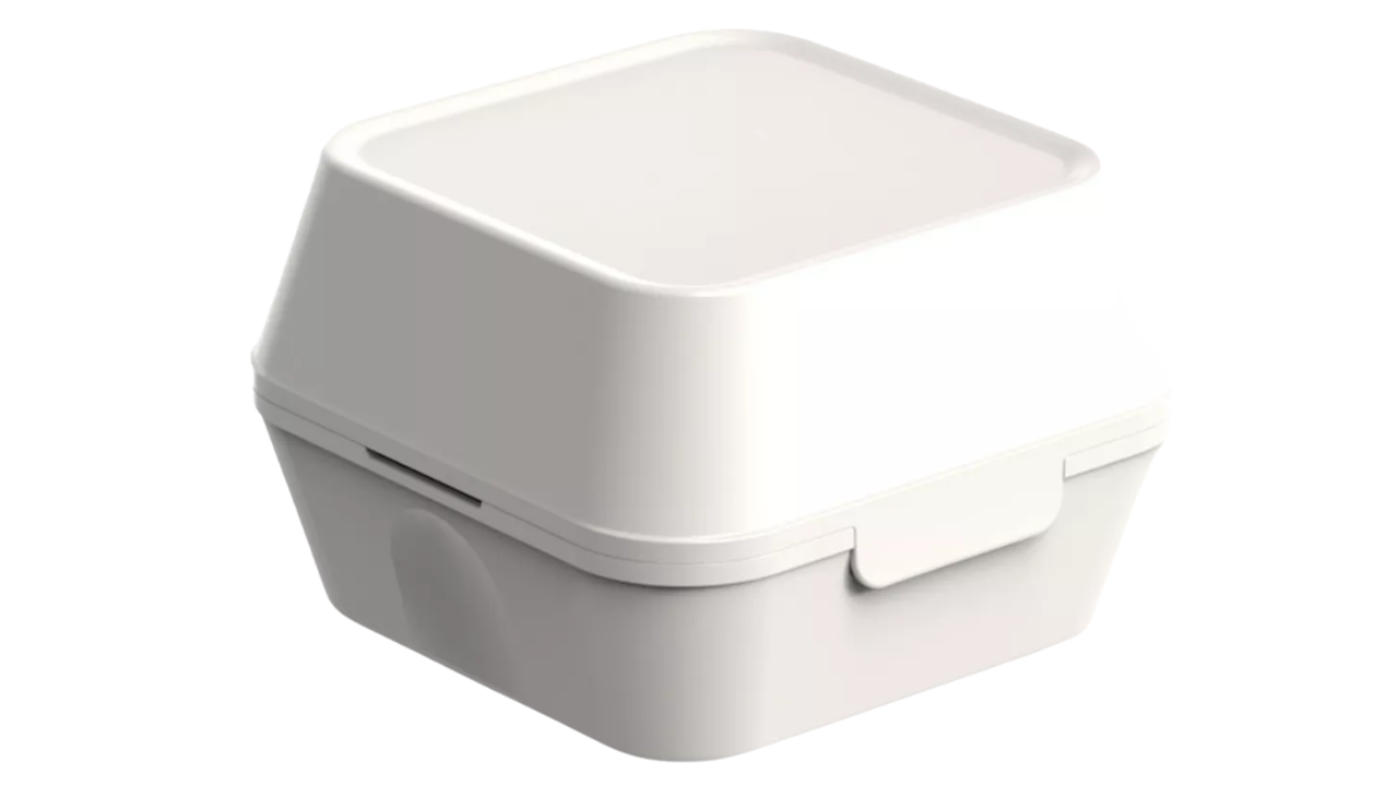 Mehrweg-Burger Box XL, Polypropylen, 12,5x12,5x10,2cm, cremewei&szlig;