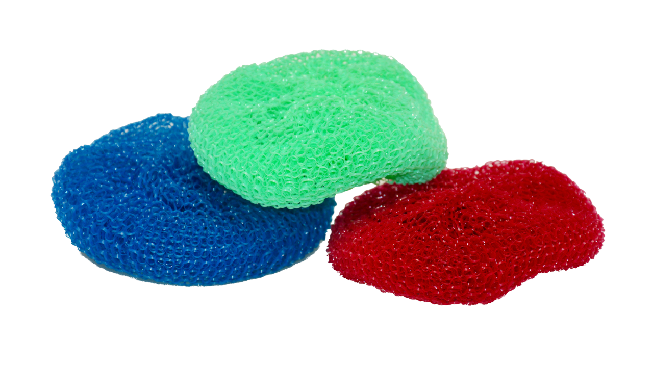 Topfreiniger, gro&szlig;, aus Kunststoff- Spiralen, rund, P15, farbig (10er)