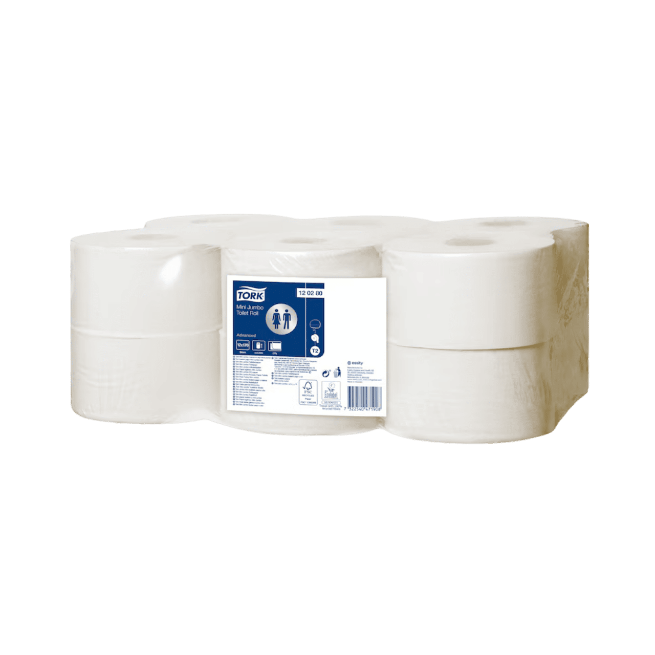 Tork Advanced, Toilettenpapier, wei&szlig; Mini Jumbo,2-lagig, 170m/Rol., T2
