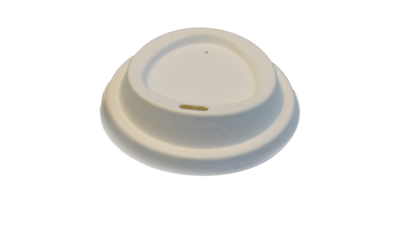 Deckel, f&uuml;r Kaffeebecher 300ml/12oz, Bagasse, naturwei&szlig;
