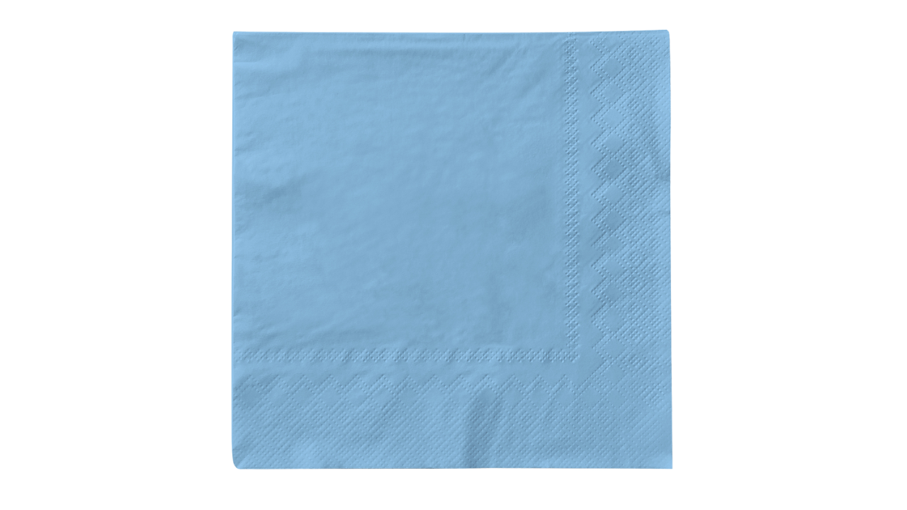 Mank-Zelltuch-Serviette, 33x33cm,3-lagig 1/4 Falz, hellblau