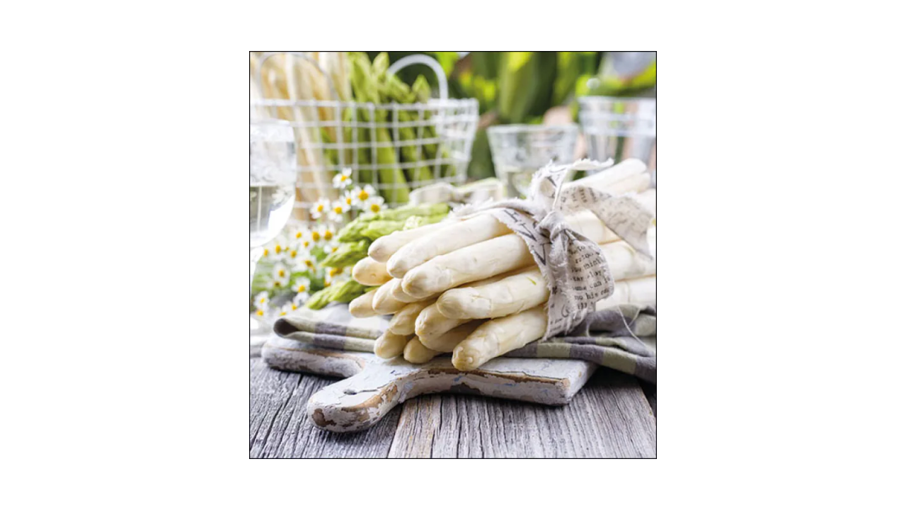 Zelltuch-Serviette, 33x33cm, 3-lagig, 1/4-Falz, 'Bound of Asparagus'