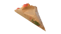 Spitztüte, 34cm, Natronmisch, Füllmenge 1500g, 'Obst', braun