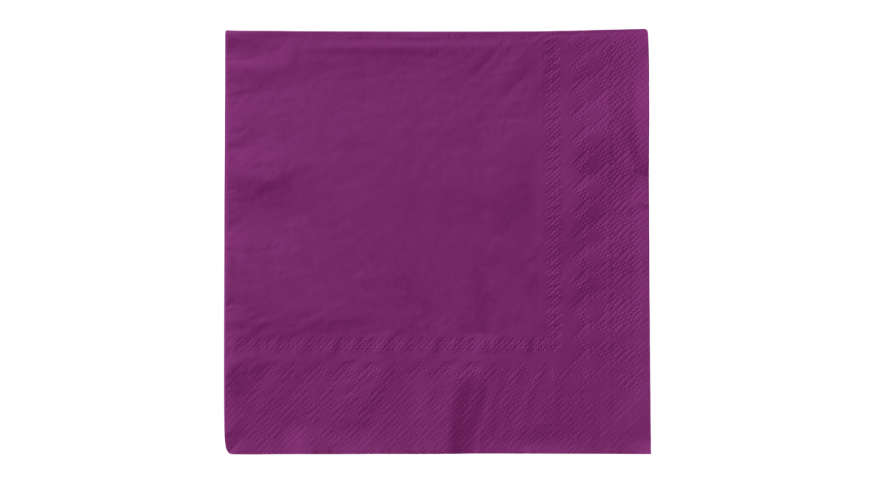 Mank-Zelltuch-Serviette, 33x33cm,3-lagig 1/4 Falz, aubergine