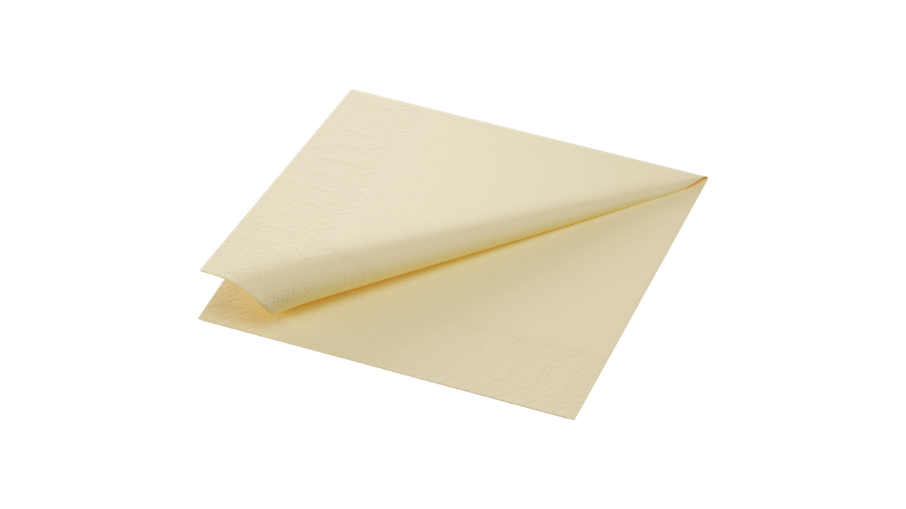Duni-Zelltuch-Serviette, 40x40cm,3-lagig 1/4 Falz, cream