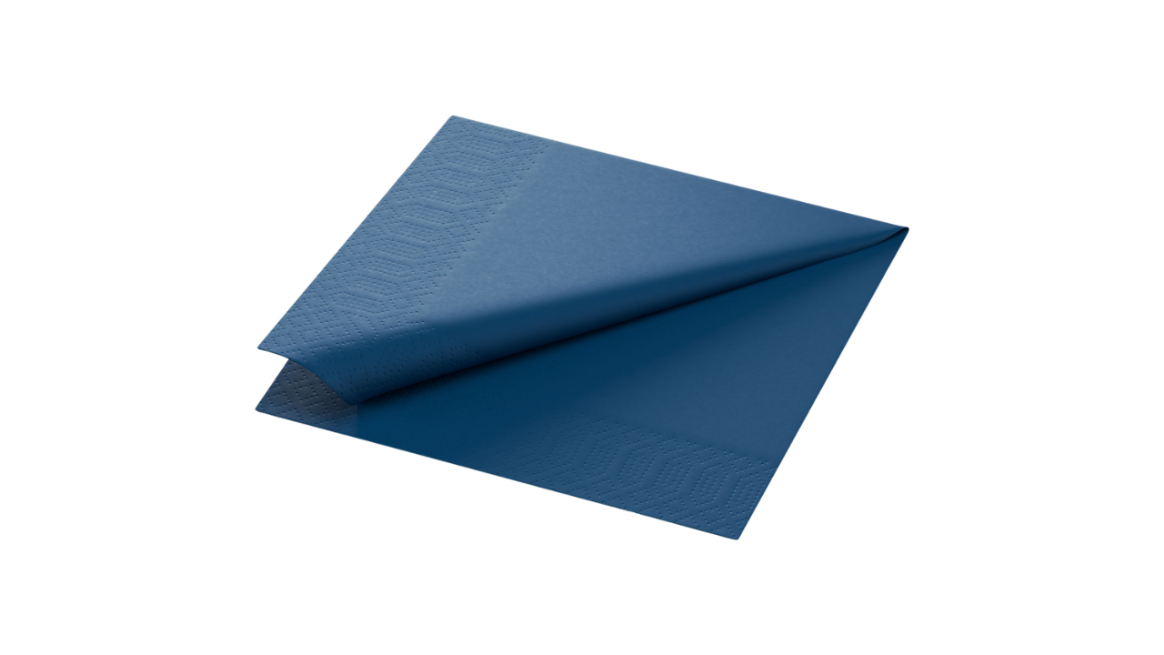 Duni-Zelltuch-Serviette, 40x40cm,3-lagig 1/4 Falz, dunkelblau