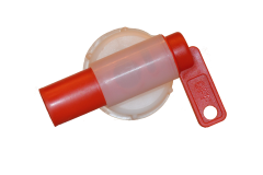 Auslaufhahn Scheck, für 5 Liter &amp; 10 Lit Kanister, rot/transparent,
