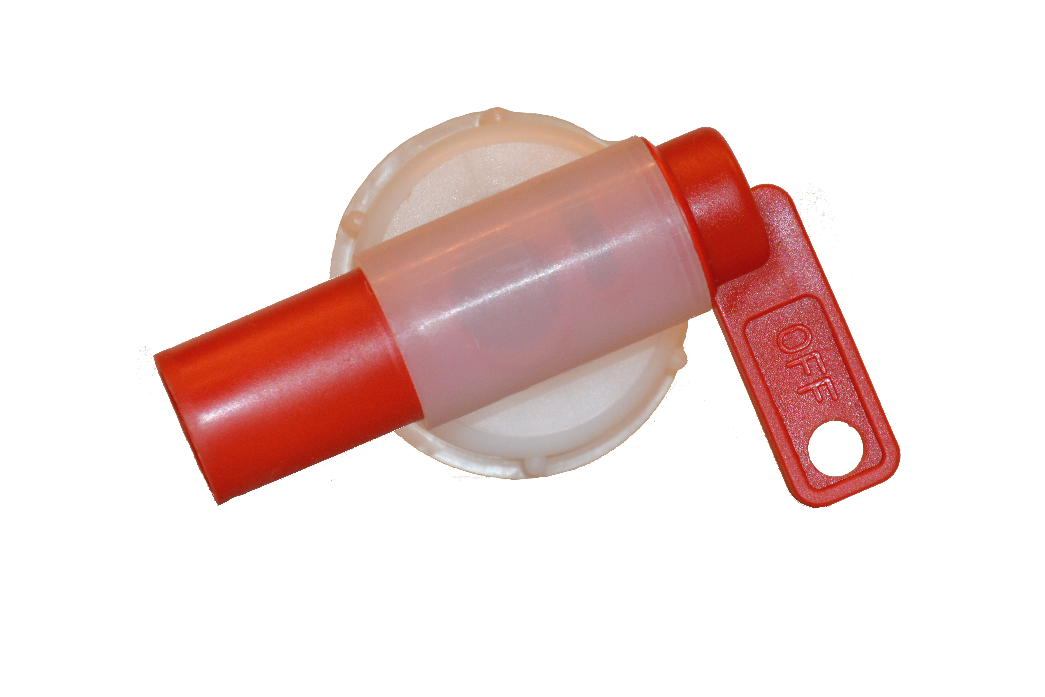 Auslaufhahn Scheck, für 5 Liter &amp; 10 Lit Kanister, rot/transparent,