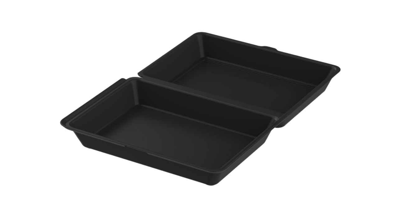 Mehrweg-Men&uuml;box XL, Polypropylen, ungeteilt, 21x29x8,4cm, schwarz