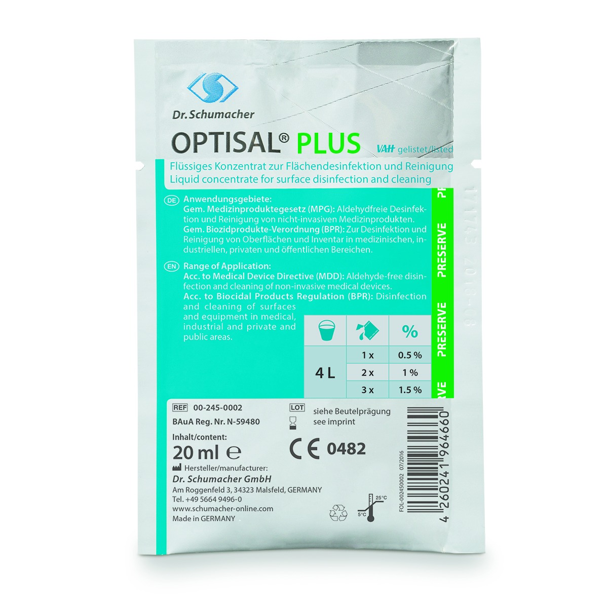 Flächendesinfektion Optisal Plus, flüssig, 20g Sachet