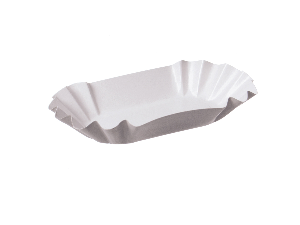 Pappschale, oval, 10x17x3cm wei&szlig;