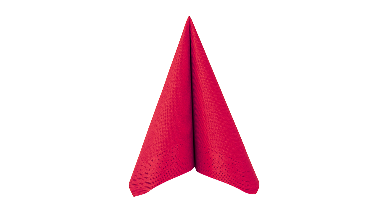 Deluxe-Serviette, 40x40cm, 4-lagig, 1/4 Falz, rot