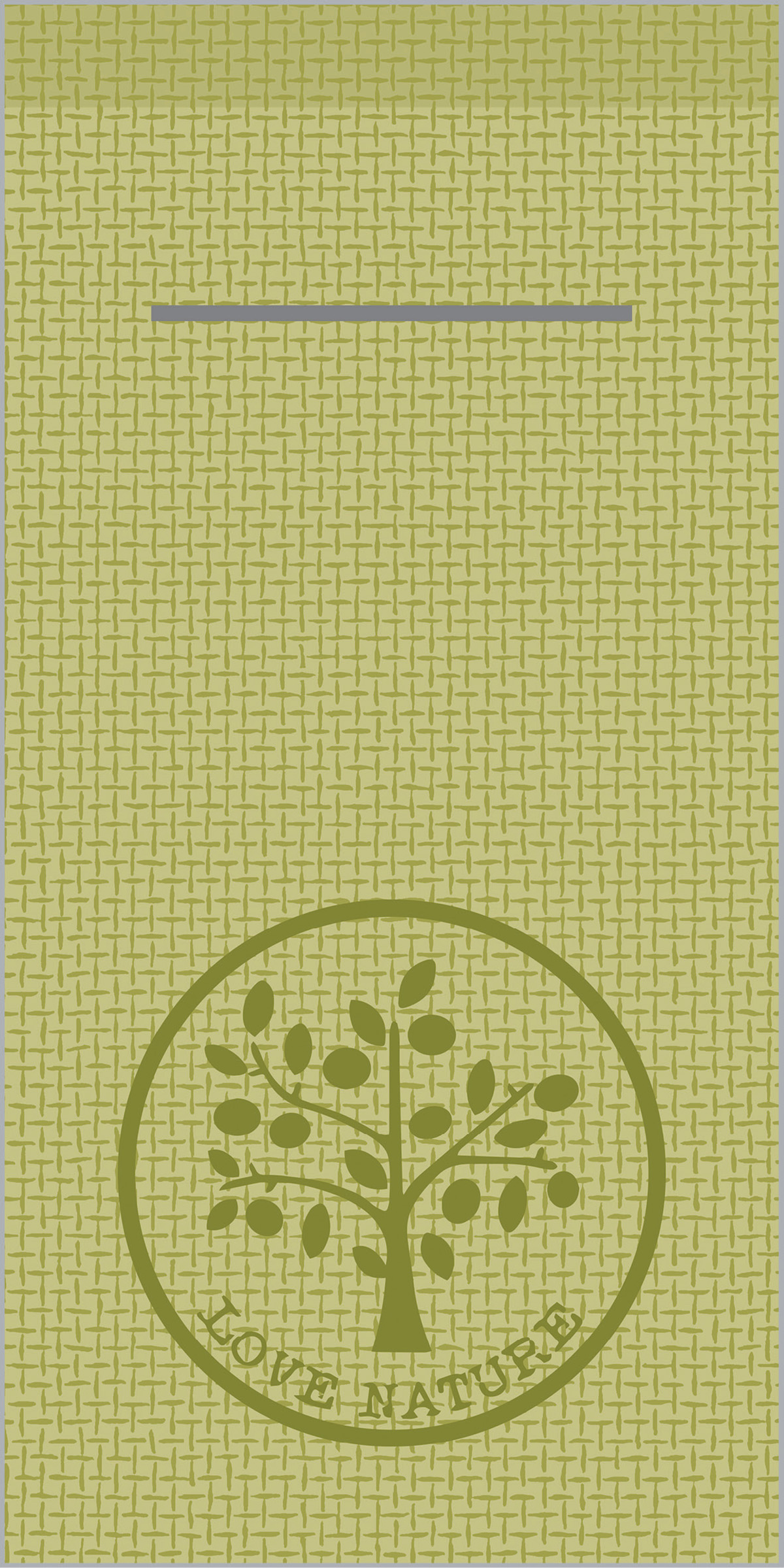 Airlaid-Serviettentasche, 40x40cm, 1/8 Falz, 'Love Nature-Jute' oliv
