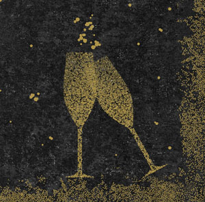 Dunisoft-Servietten, 40x40cm, 1/4-Falz, 'Celebrate Black' schwarz/gold