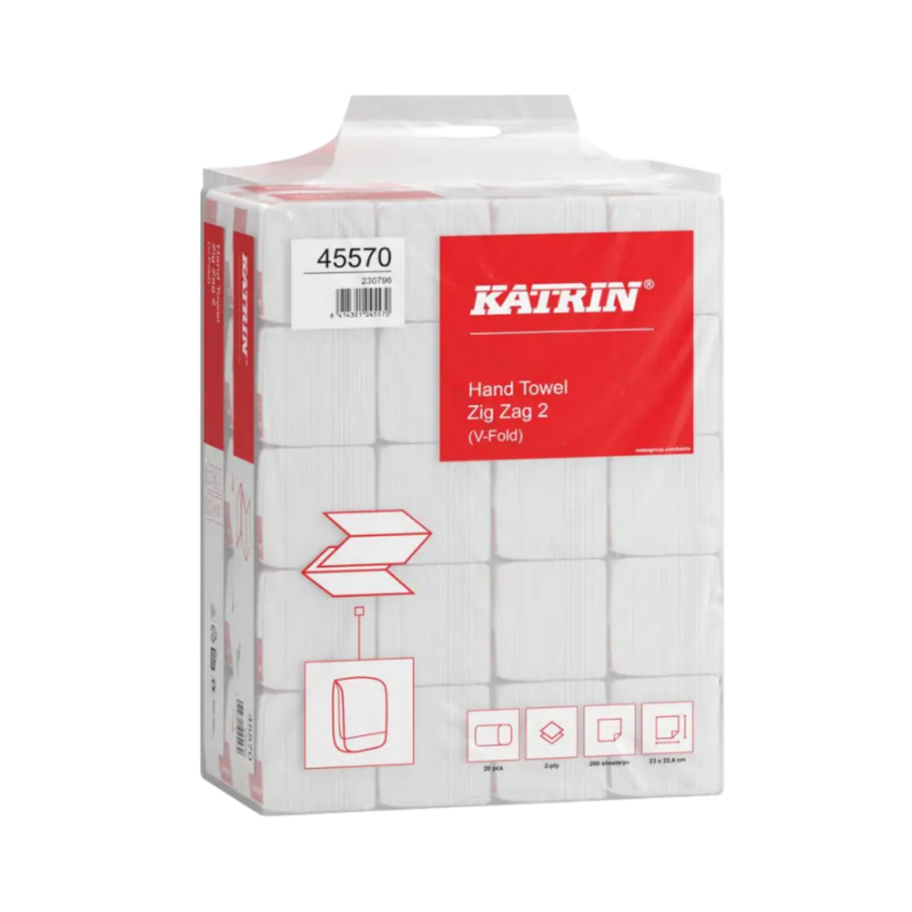 Katrin Handtuch-Papier, wei&szlig;, 2-lagig, Tissue, 22x23cm, Zickzack
