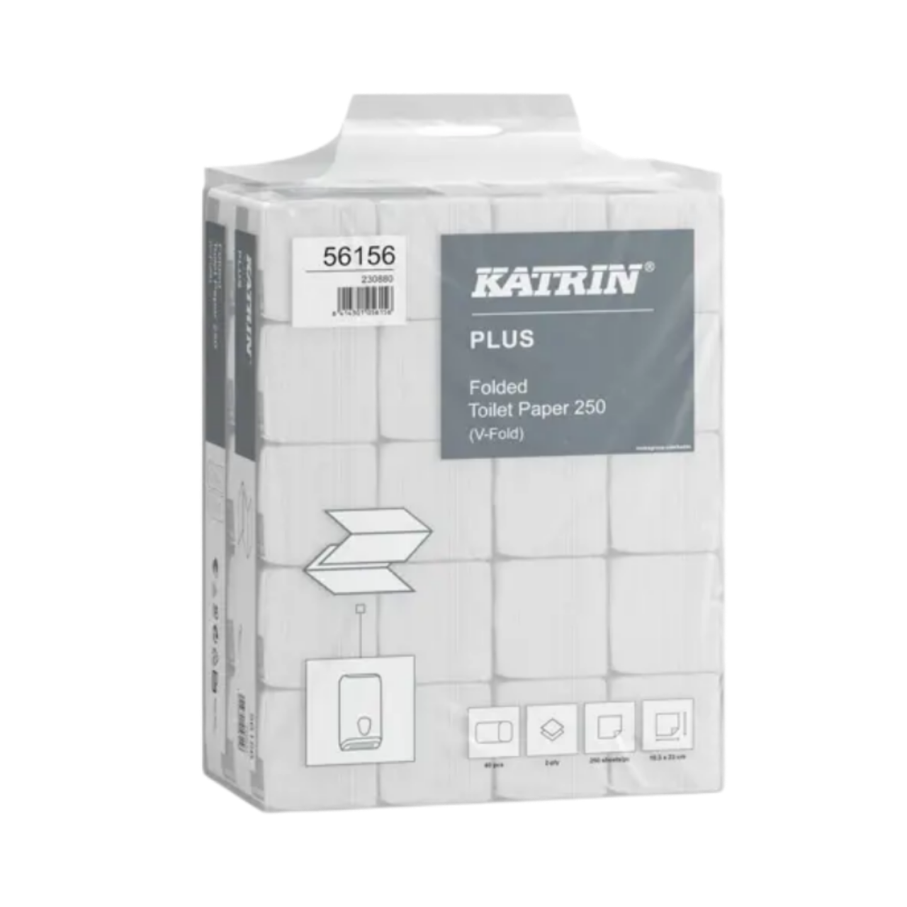 Katrin Plus-Bulk, Toilettenpapier Einzelblatt,hochwei&szlig;, 2-lagig. 10,3x23cm